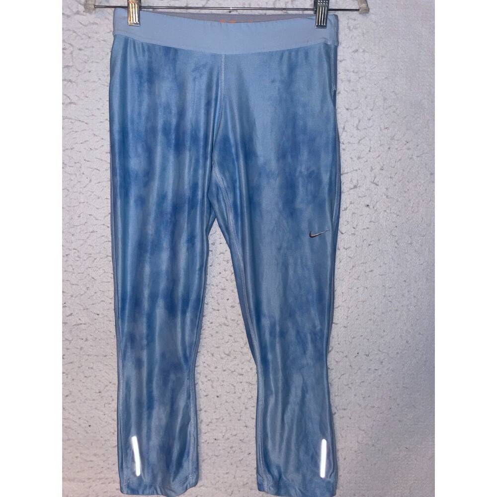 Nike Blue Running Training Cropped Leggings Watercolor Athletic Yoga Women's M
